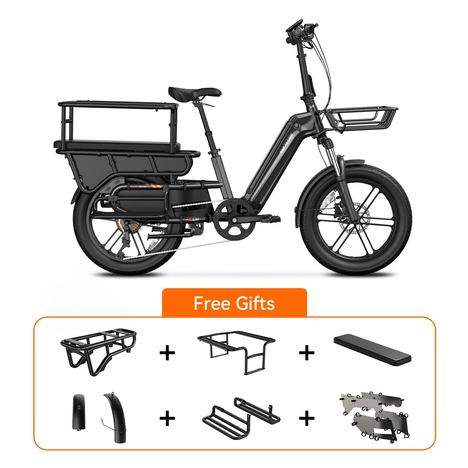 S320 aluminous electric cargo bike side view with free gift