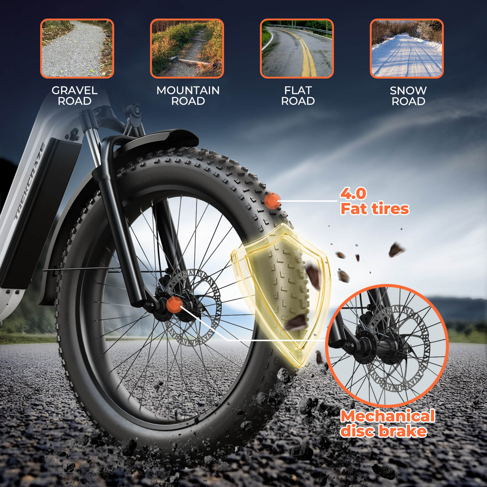 T600 26'' Step Thru Fat Tire Off-road Ebike