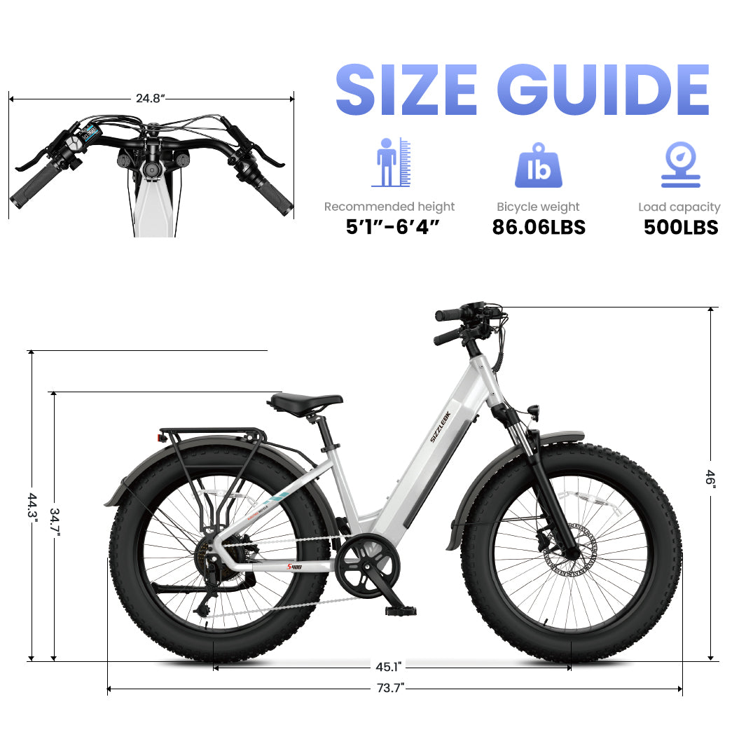 Sizzlebk S400 26'' Step Thru Fat Tire Ebike