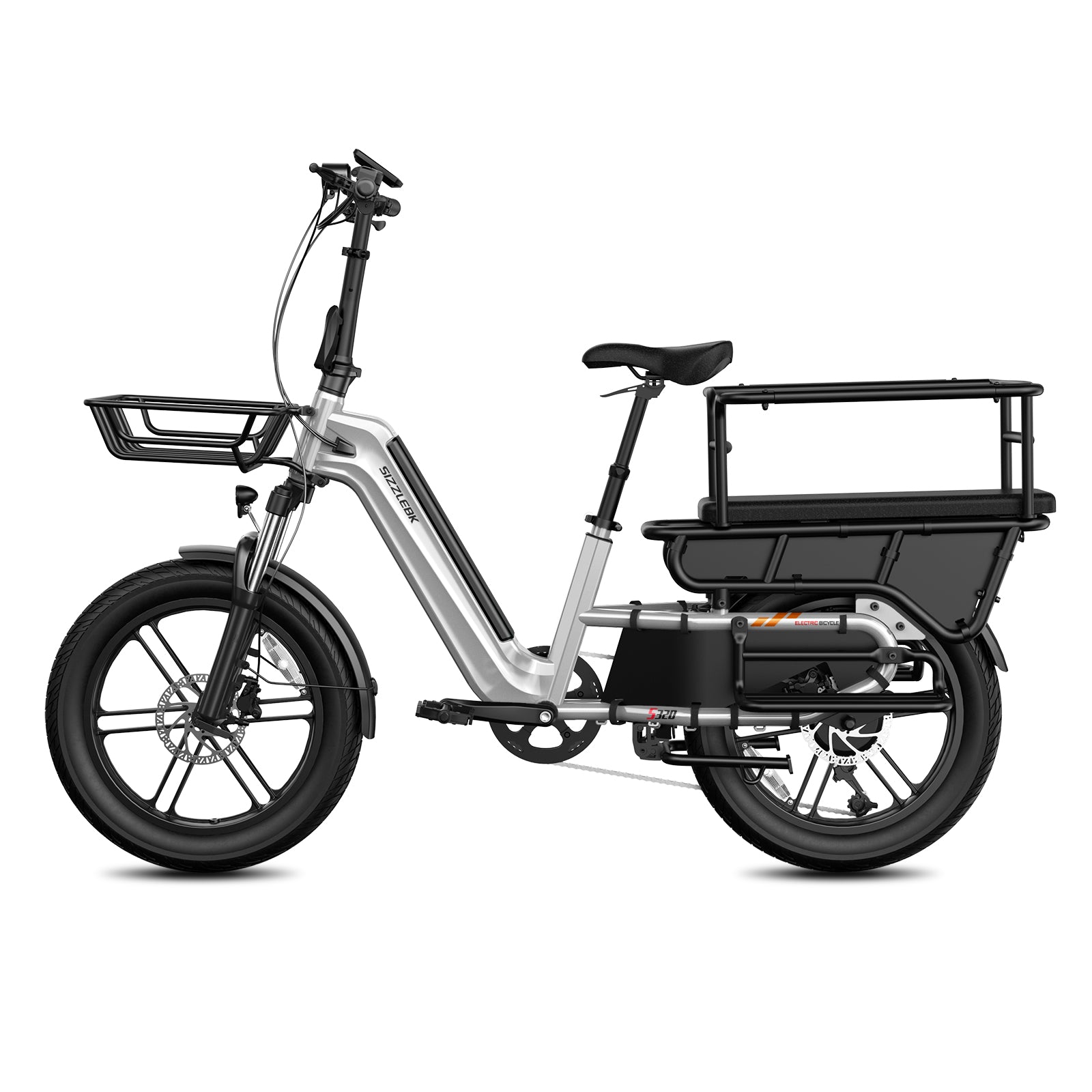 S320 aluminous electric cargo white Easy assembly and adjustable parts of Sizzlebk S320 aluminous electric cargo bicycle