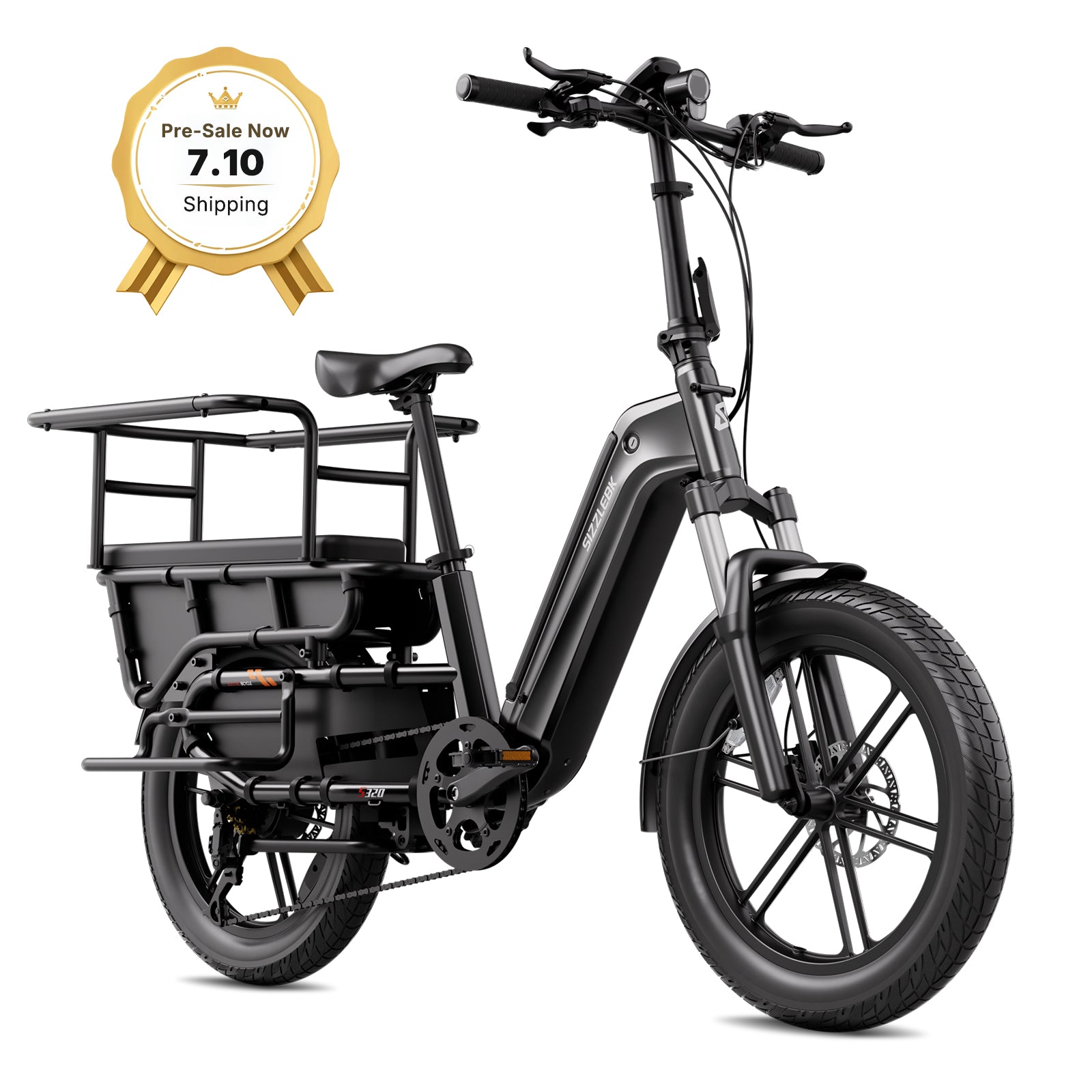 Sizzlebk S320 aluminous cargo e-bike 20x4 fat tire electric bicycle for all terrains